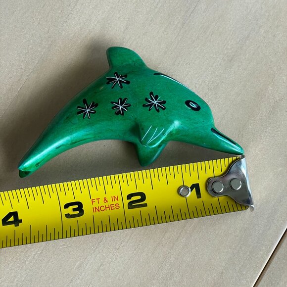 Small Green Soapstone Dolphin Figurine Sculpture Statue Decoration Decor - Picture 3 of 8
